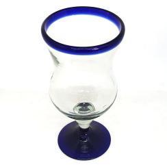 Cobalt Blue Rim 11 oz Curvy Water Goblets (set of 6)